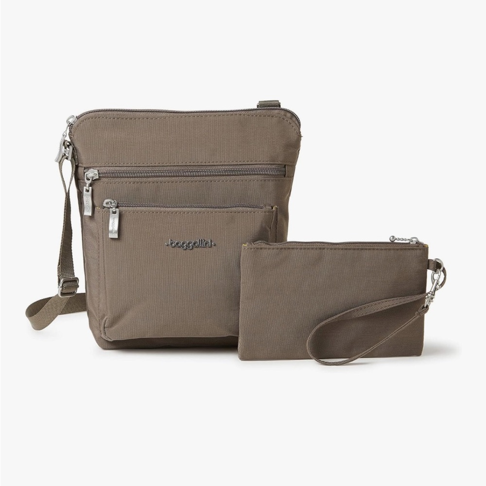 Baggallini Brown Messenger Bag Set with Wristlet